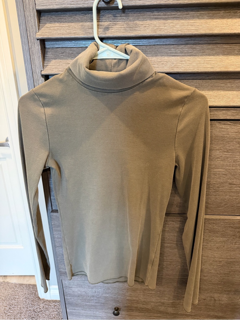 wild fable Olive green Ribbed Turtleneck Sweater in Taupe
